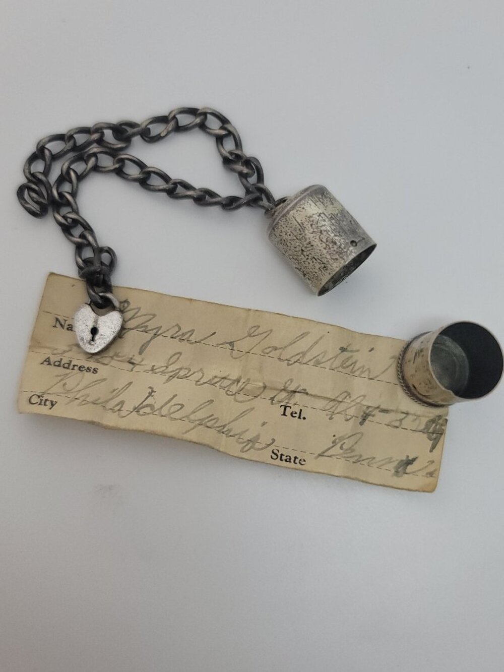 Vintage Sterling "My Identity" (Philadelphia) & Sweetheart Lock Bracelet